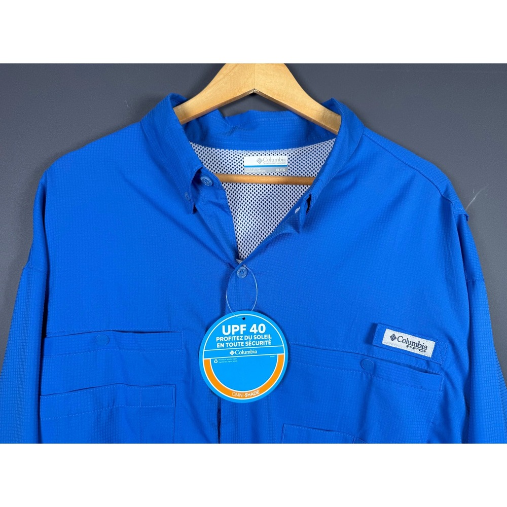 NWT Columbia PFG Tamiami II Long Sleeve Fishing Shirt Blue Mens XL